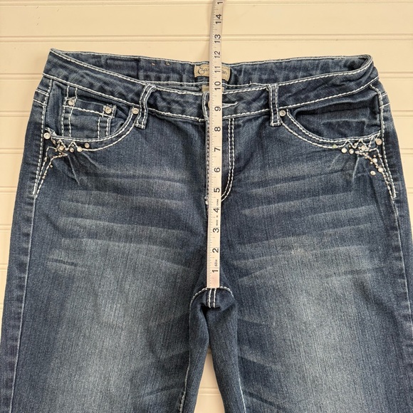 Earl Jean Women’s Size 12 Embellished Rhinestones Pocket Capri Denim Pants - Picture 8 of 12